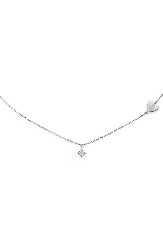 Collana Per Sempre in oro bianco e diamante da 0,07 ct con sagoma bimba incisa