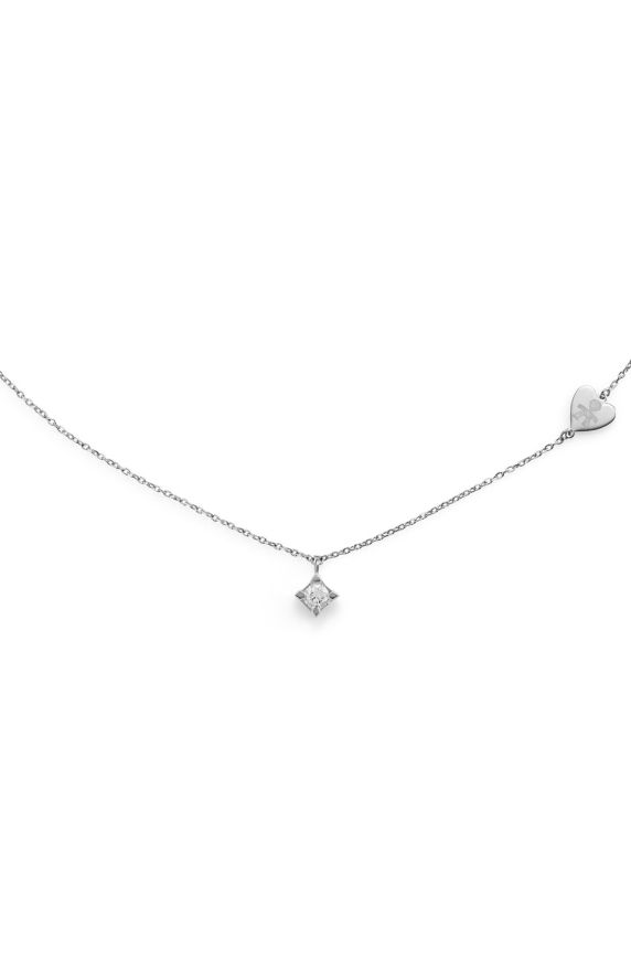 Collana Per Sempre in oro bianco e diamante da 0,15 ct con sagoma bimbo incisa