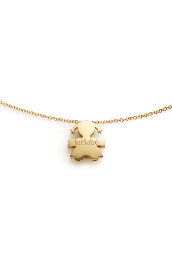 I Tesorini Big pendant with Girl silhouette and chain in yellow gold