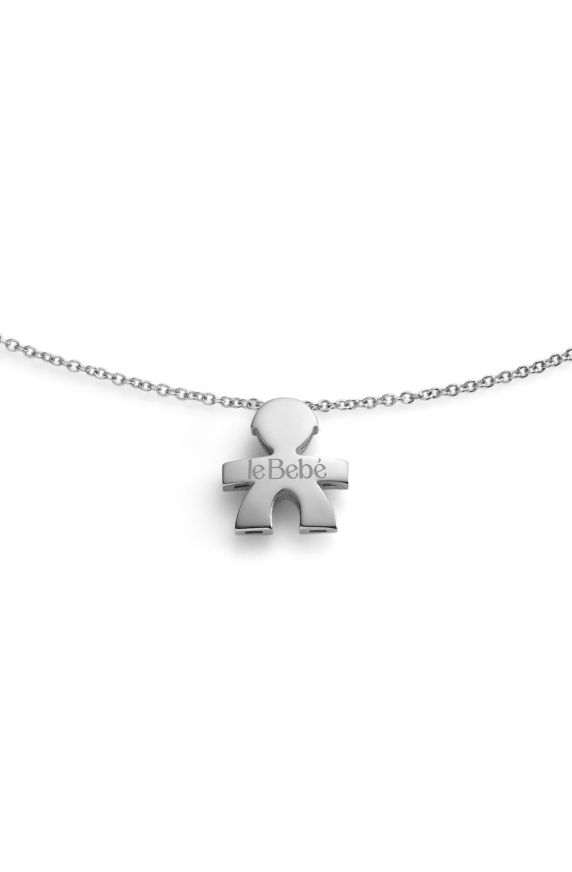 I Tesorini Big pendant with Boy silhouette and chain in white gold