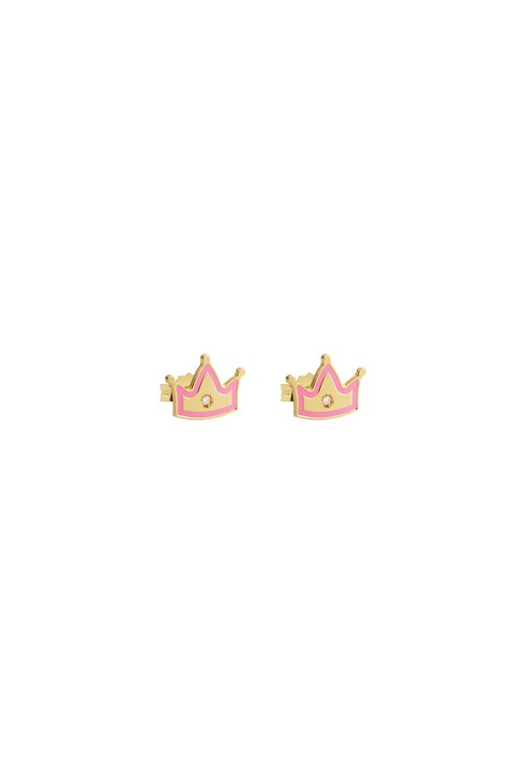 Lucciole earrings in yellow gold with crown and diamond