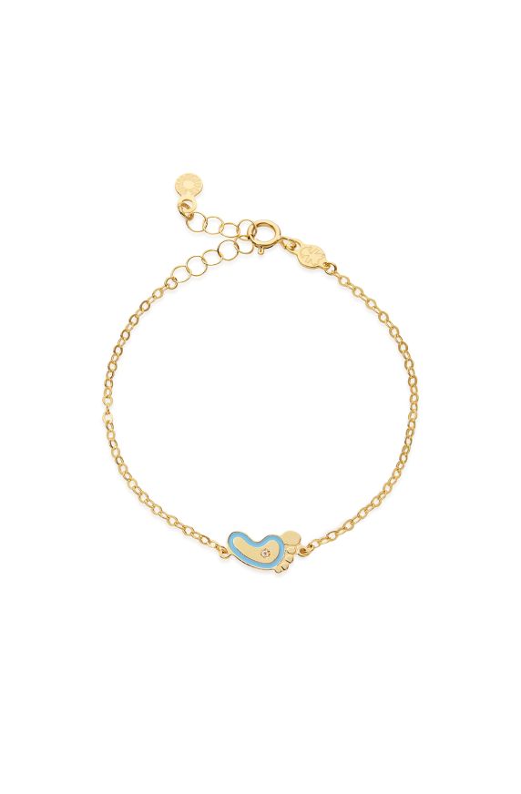 Bracelet Lucciole in yellow gold light blue foot and diamond 