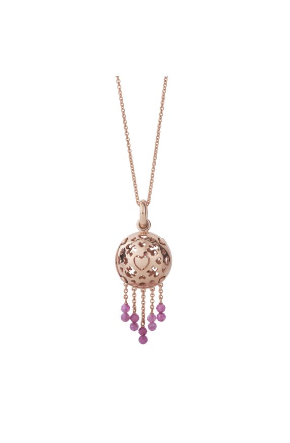 Collana Suonamore in argento placcato oro rosa e tormalina rosa 